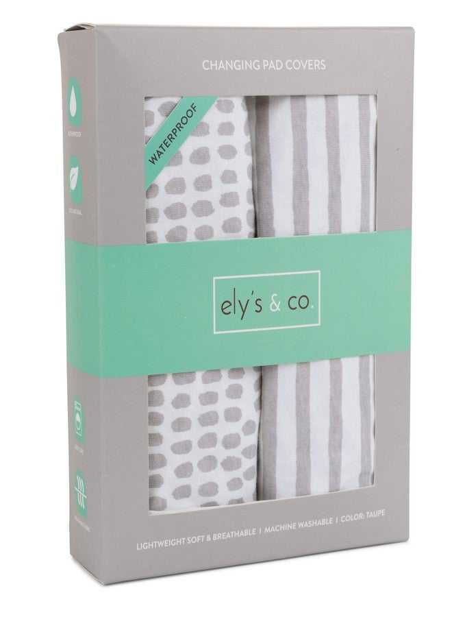Ely's & Co. Waterproof Changing Pad Covers | Cradles Sheets 2 Pack - 100% Jersey Cotton with Waterproof Liner - Neutral Taupe Grey for Baby Girls and Boys, Newborn Essentials - Image 1